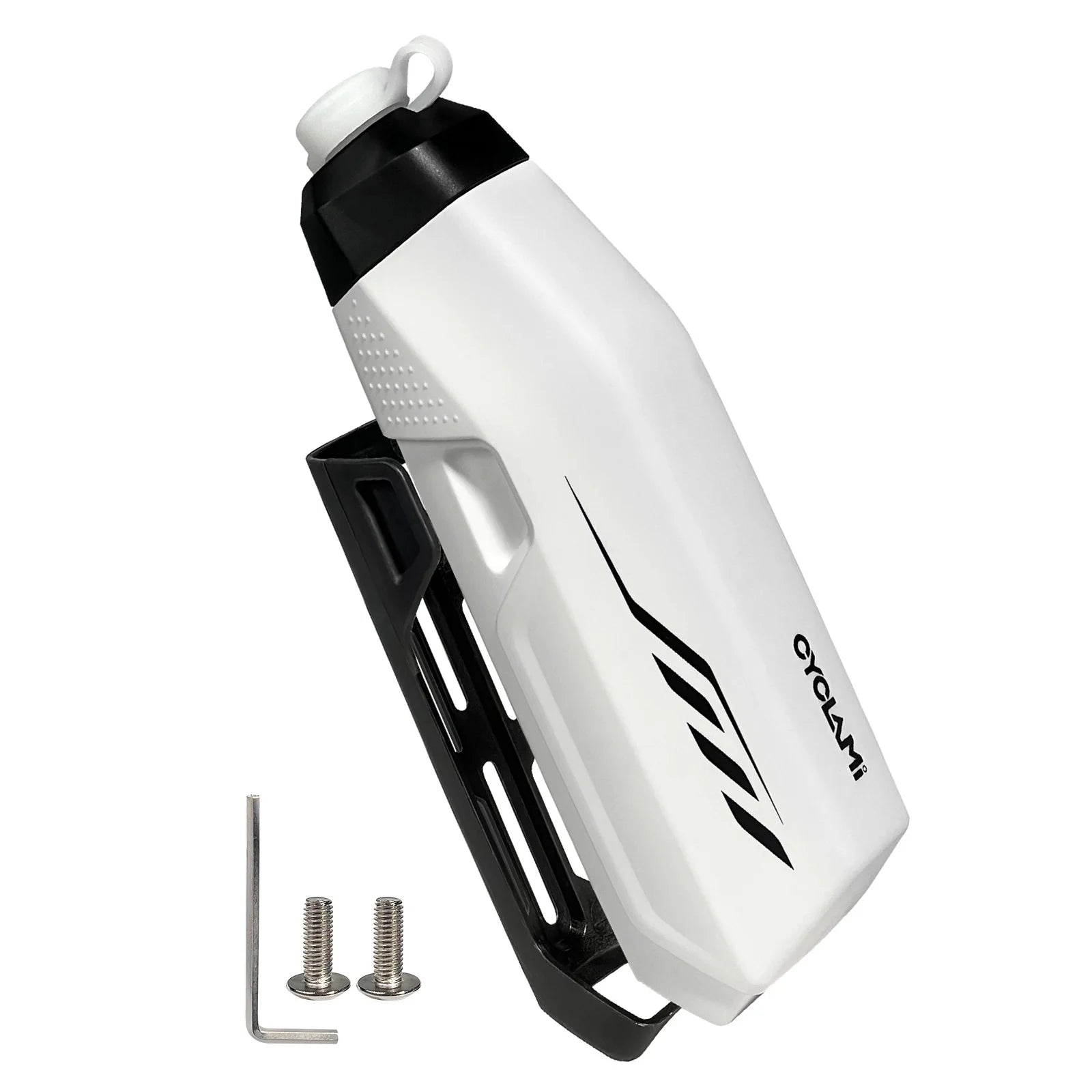 Aerodynamic Bike Water Bottle Set 650ML Lightweight Road Bike Frame Down Tube Riding Water Bottle Squeeze to Drink Design Qme White