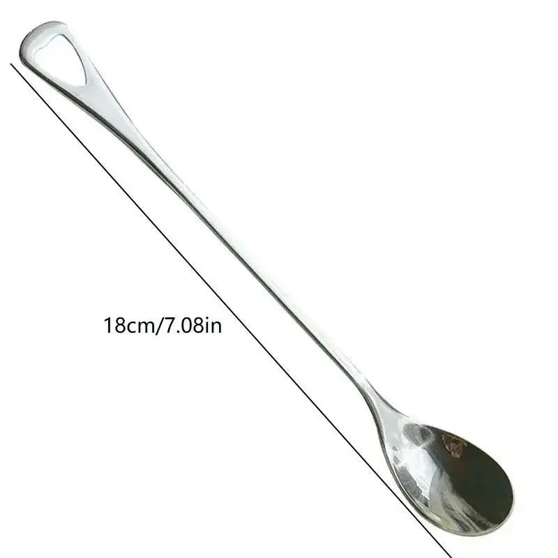 2PCS Stainless Steel Coffee Spoon Long Handle Ice Cream Dessert Tea Spoon For Picnic Drinkware Tableware Kitchen Supply Qme