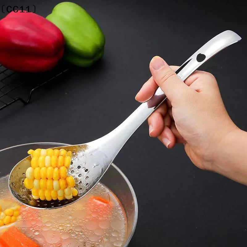 Stainless Steel Colander Spoon Filter Strainer Food Scoop Perforated Qme