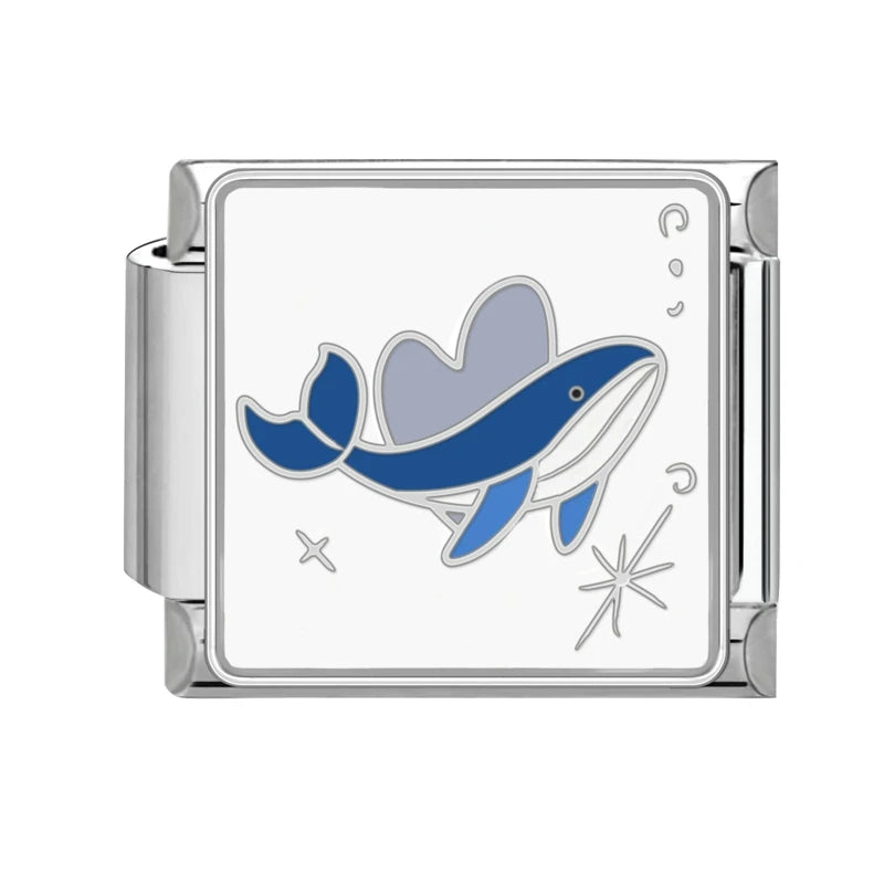 Colored Glaze Star Sun Starfish Ocean Italian Charm Stainless Steel
