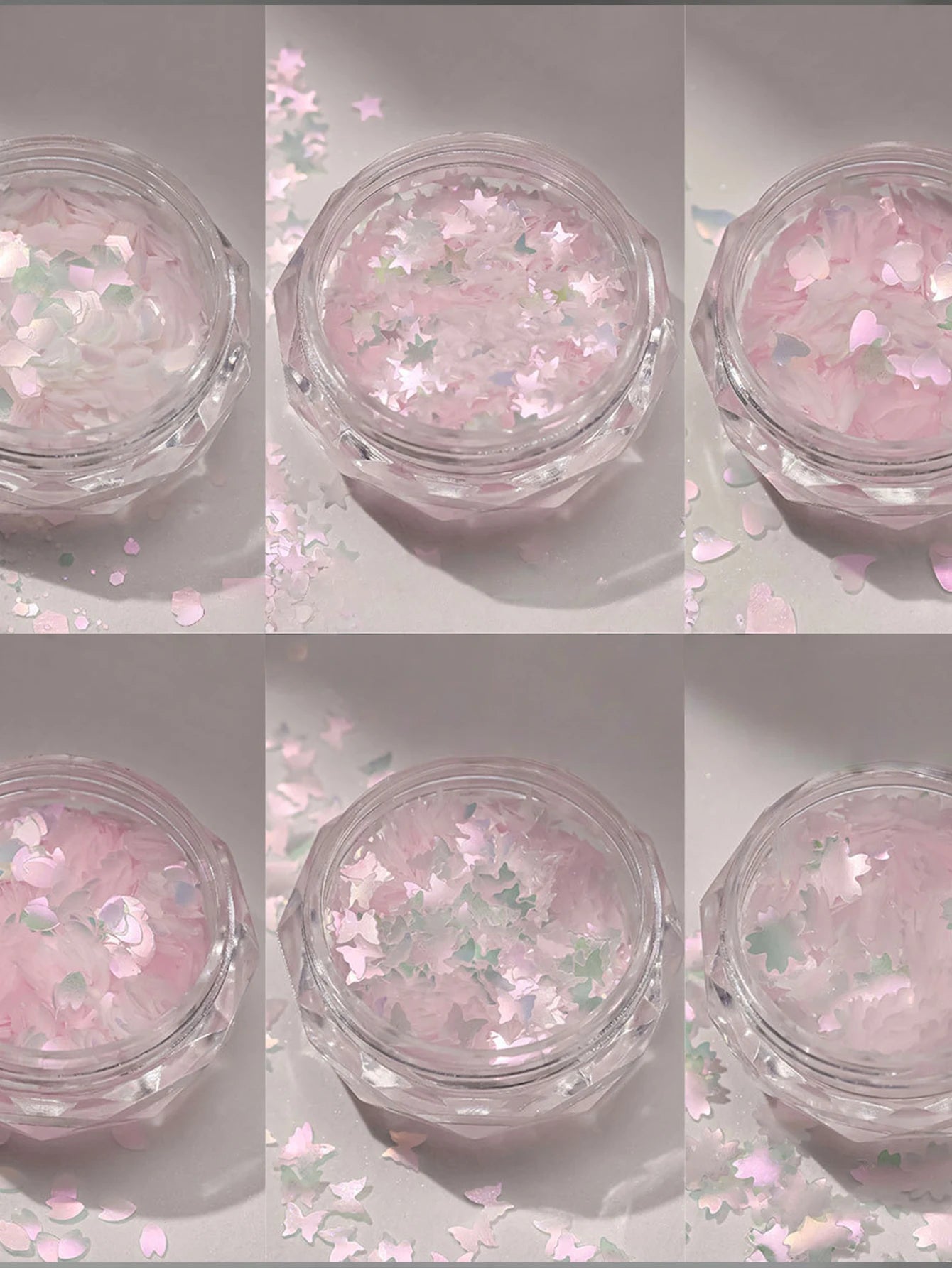 1 Pink Cherry Blossom Glitter Nail Art Heart Flower Butterfly DIY Qme