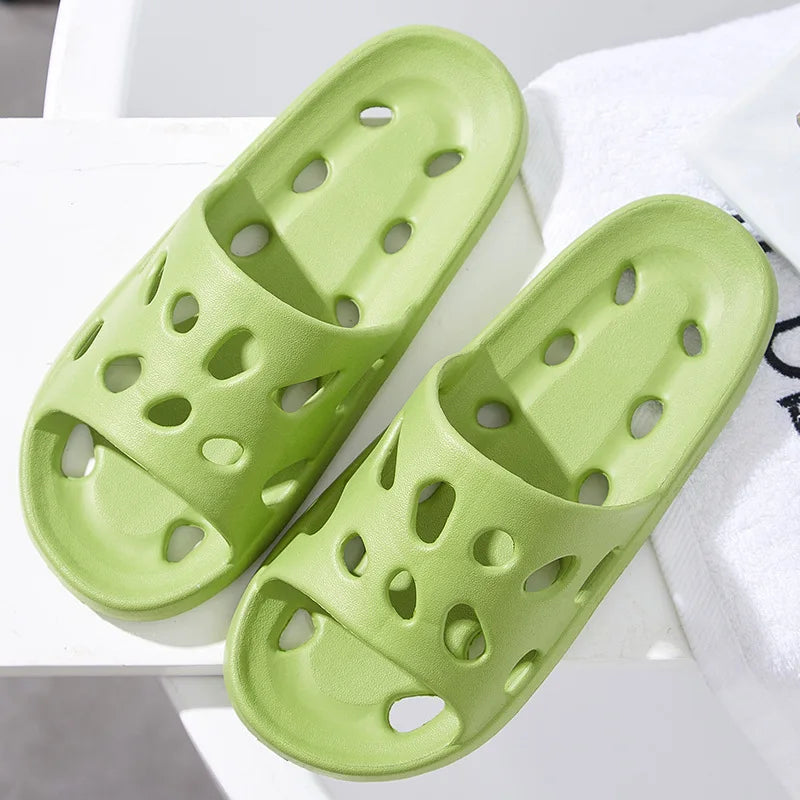 Summer Fashion Slippers Women Shoes Cloud Slippers For Men Home Flat Sandals Massage Flip Flops Couples Bathroom Indoor Slides Qme B-Green 44-45