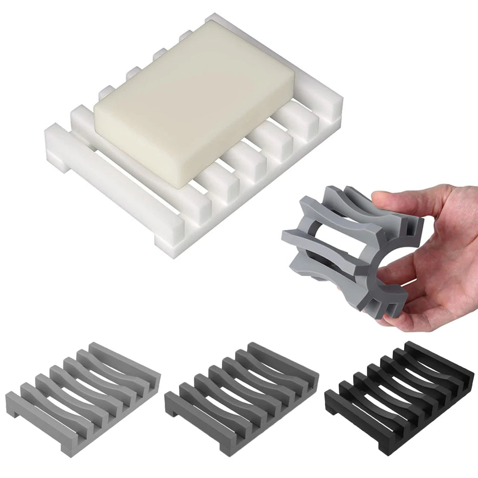 Flexible Silicone Soap Holder Hollow Design Bar Soap Dish Bathtub Kitchen Soap Saver Drainer Sponges Scrubber Display Qme