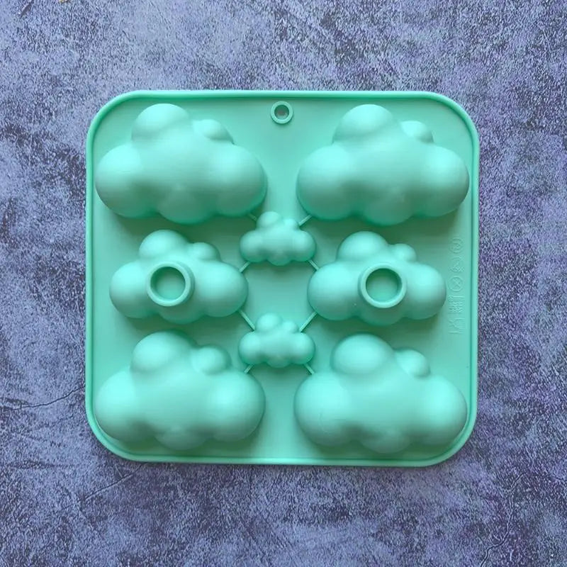 8-Cavity Cloud Shaped Silicone Candy Mould Chocolate Pudding Dessert Qme Green