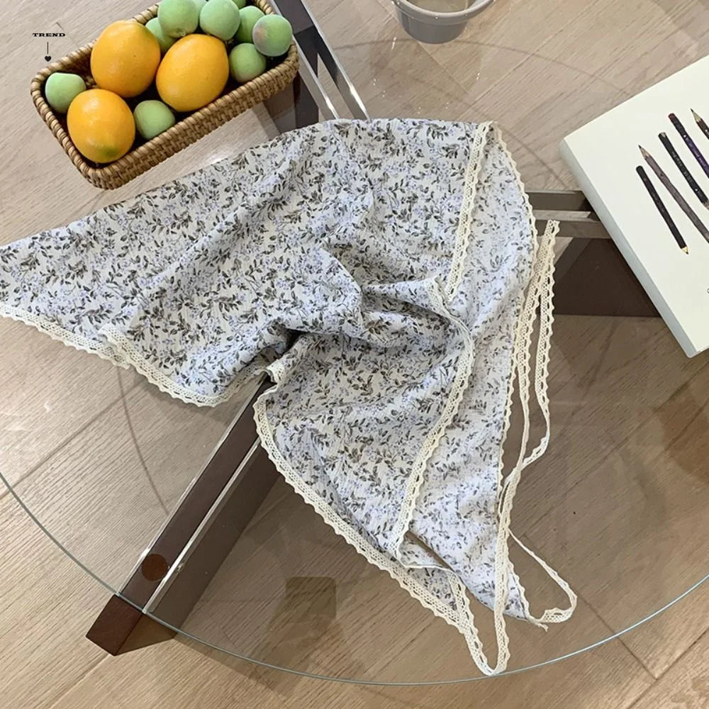 Fashion Pastoral Summer Triangle Headscarf Turban Thin Fresh Floral Qme