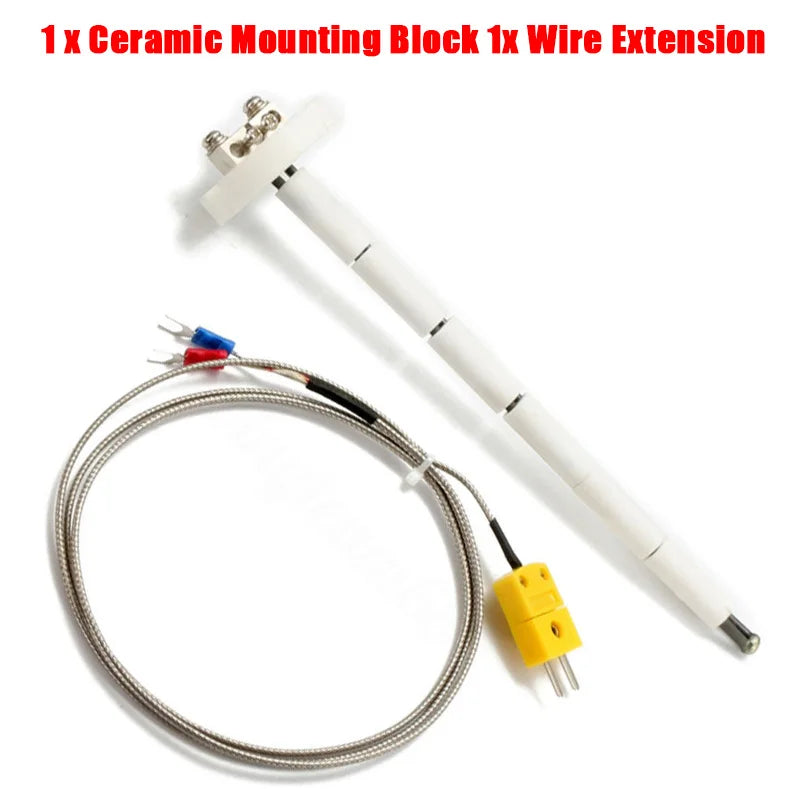 1 Set Universal K-Type Thermocouple Block Ceramic Kiln Probe 2372/1300 Degree F/C 11G High Temperature Controller Tools Qme Default Title