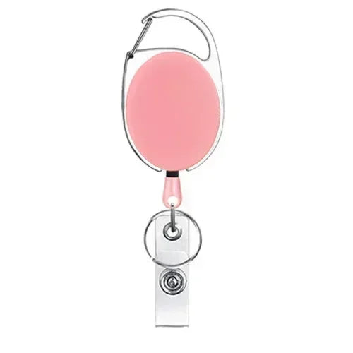 Transparent Cards Slots ID Tag Heavy-Duty Badge Holders Hard Transparent Scratch-Proof Case Protector Retractable Badge Clips Qme Pink Clip