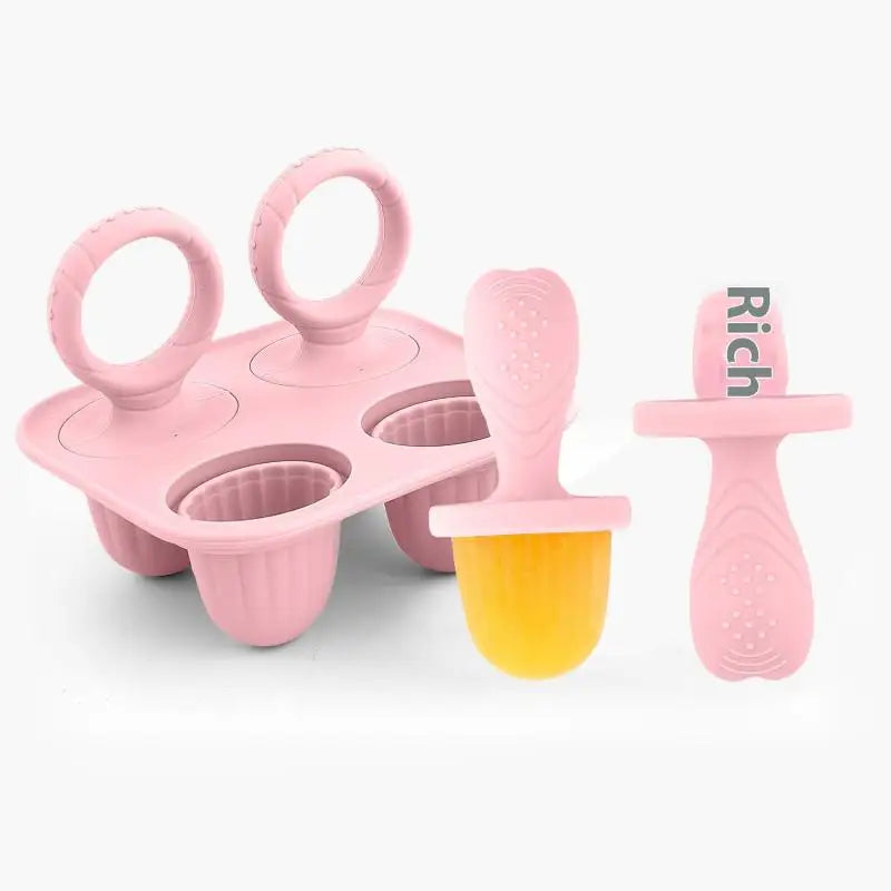 CC11Silicone Ice Cream Breastmilk Popsicle Molds DIY Homemade Mold Qme Light pink