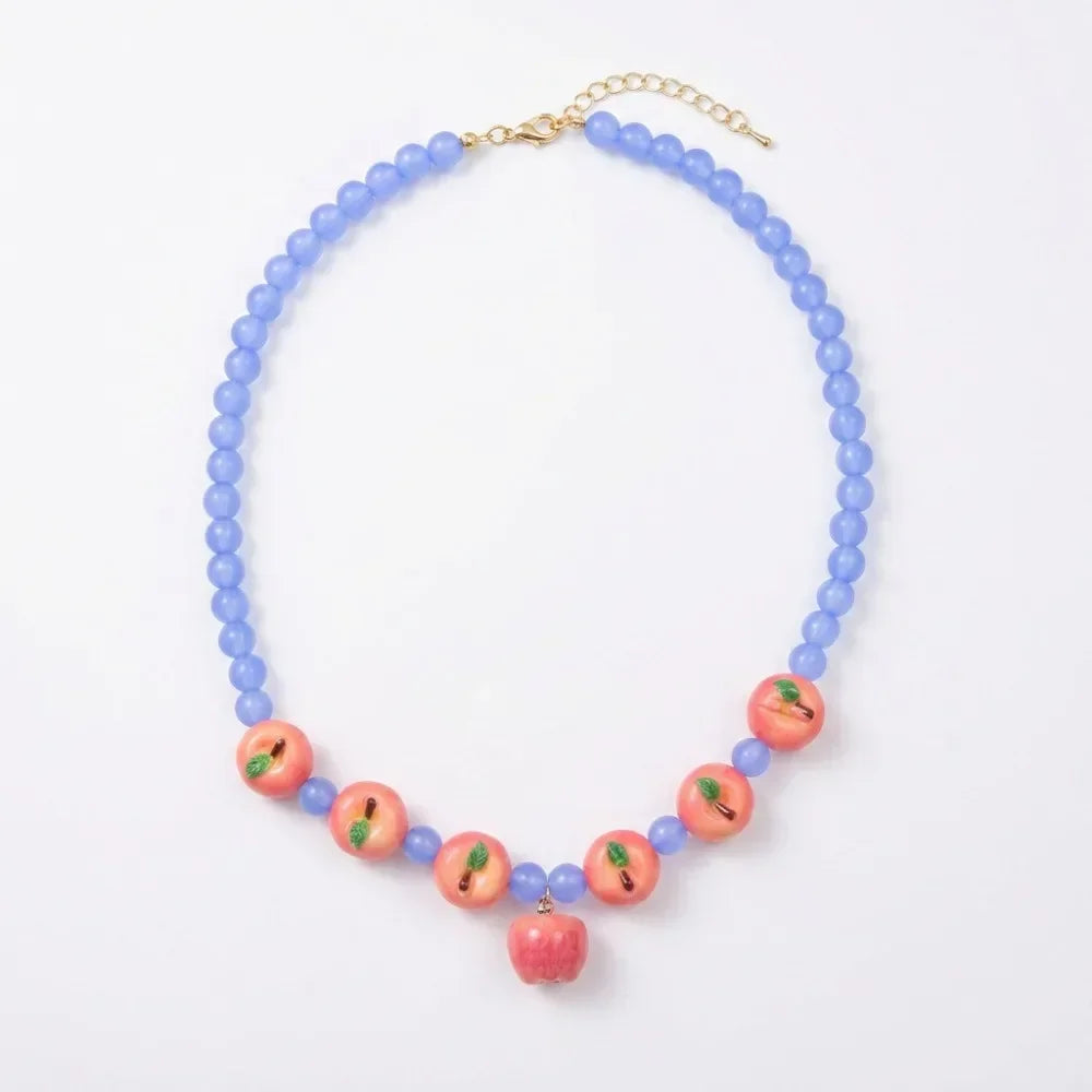 Simple Layered Beads Fruit Necklace Stackable Blueberries Multi Layer Qme A1 Necklace