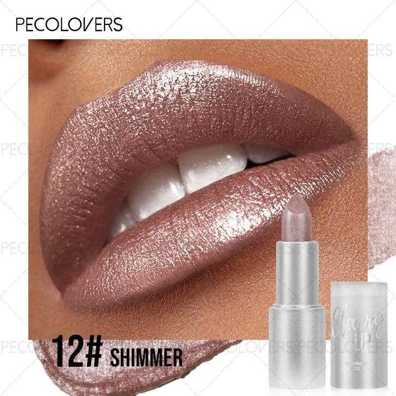 Glitter Lipstick Shiny Charming Lips Waterproof Sweatproof Suitable Qme 12