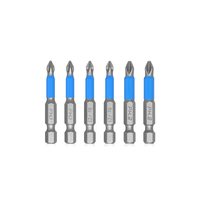 Bits Alloy Steel Impact Anti Non-slip Magnetic Cross Tip PH1 PH2 PH3 Qme 6PC