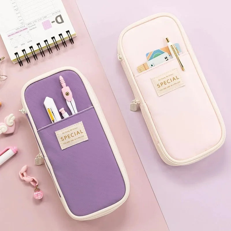 1/2 Piece Kawaii Pencil Case Double Layer Large Capacity Pencil Bag Storage for Office Stationery Storage Box School Supplies Qme