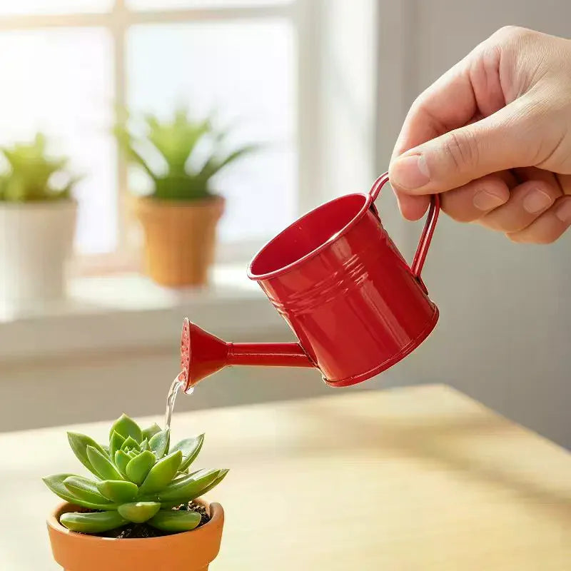 New Metal Watering Can Garden Flower Kettle Mini Small Water Spraying Pot Large Capacity For Kids Adult Qme