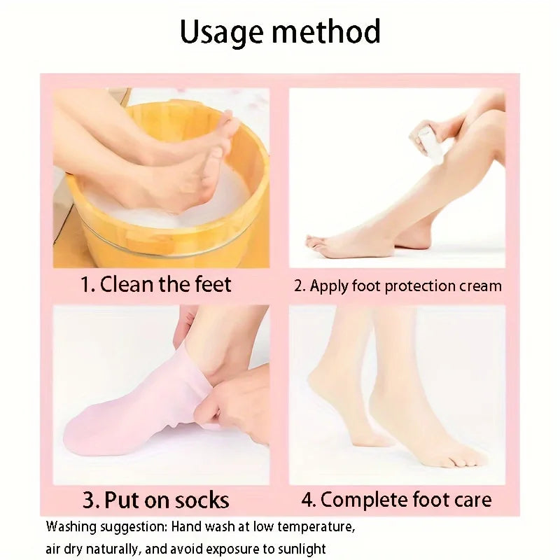 Moisturizing Silicone Gel Socks Dry Cracked Feet Nourishing Skin Qme