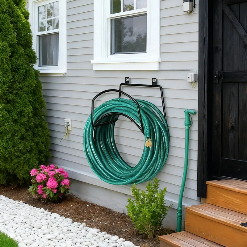 ^Garden Wall-Mounted Water Pipe And Hose Storage Rack Metal Hose Bracket Fixed Installation Carbon Steel Water Pipe Rack Qme Default Title