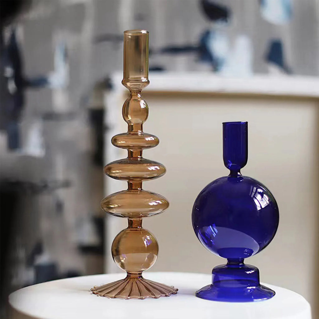Glass Vase for Centerpiece Modern Elegant Flower Vase Candle Holder for Wedding Home Decor Housewarming Gift Glass Vase Decor Qme