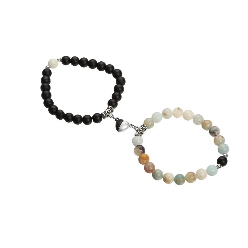 Hot Sale Zinc Alloy Purple and More Colors Couple Bracelets Heart Magnetic Attraction Matching Bracelet for Lovers Qme BlkWhtLove-ColorBlk