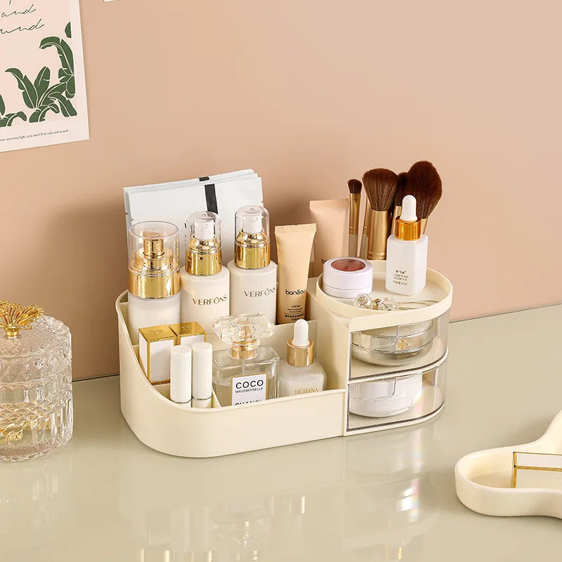 Makeup Storage Box Mirror Desktop Dressing Table Cosmetics Jewelry