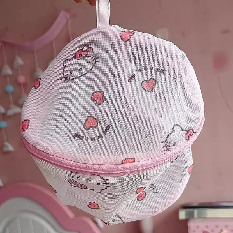 Hello Kitty Cartoon Mesh Bra Laundry Bag Laundry Basket Lingerie Mesh Bag Mesh Laundry Bag to Prevent Deformation Qme