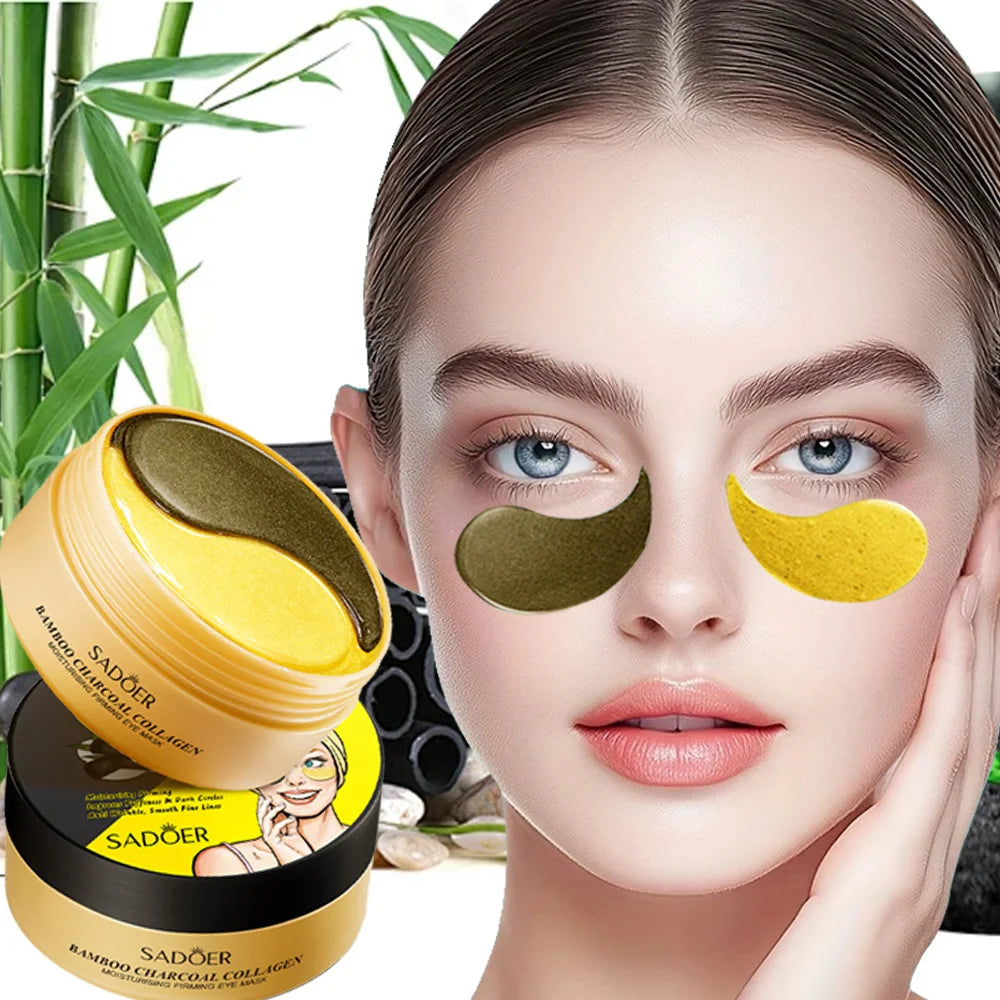 60 Bamboo Charcoal Collagen Moisturizing Eye Mask Deep Firming Skin Qme 60pcs