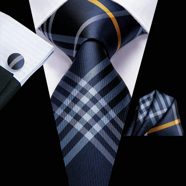 Professional Mens 3-Piece Suit Necktie Pocket Square Cufflinks Qme DPTH-LDSN3367