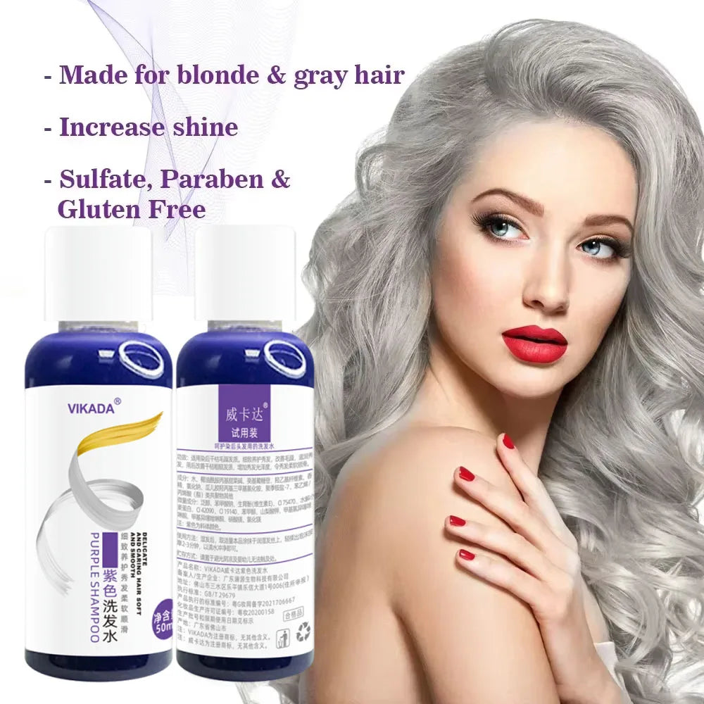 Purple Hair Dye Shampoo for Blonde to Cover Gray Non-irritating Hair Fading Yellow After Bleach Hair Shampoo Gray Hair Remedy Qme