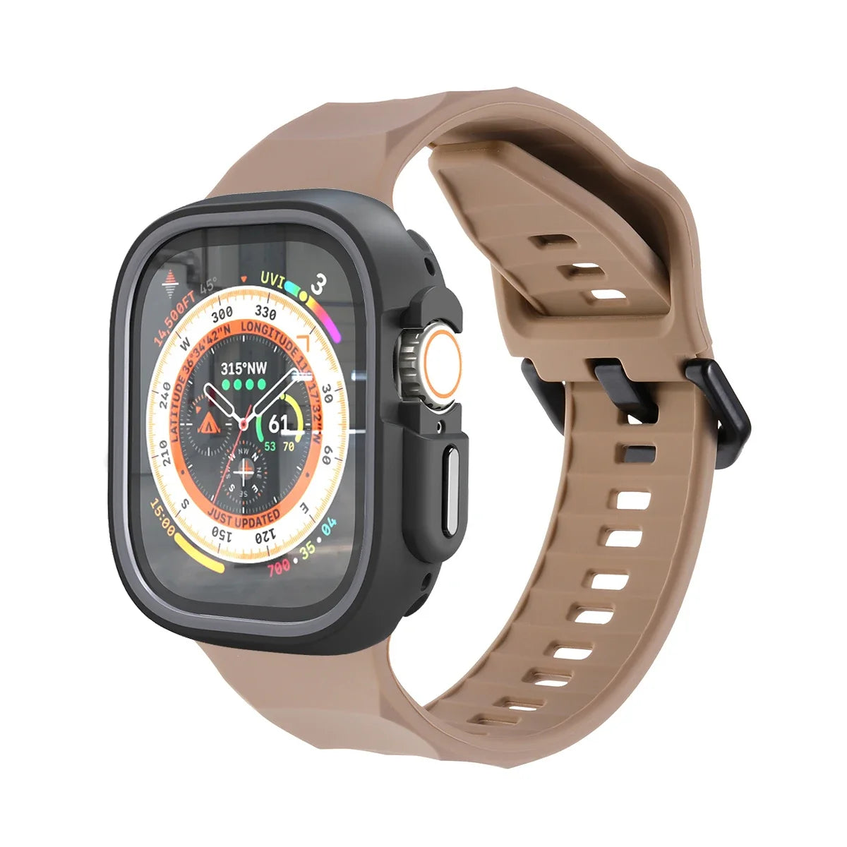 Silicone Sport Strap+Case for apple watch 9 8 7 6 SE 5 Ultra 2 Belt Bracelet Iwatch Series 49mm 45mm 41mm 44mm Protective Cover Qme Gray Br 44mm Series SE 456