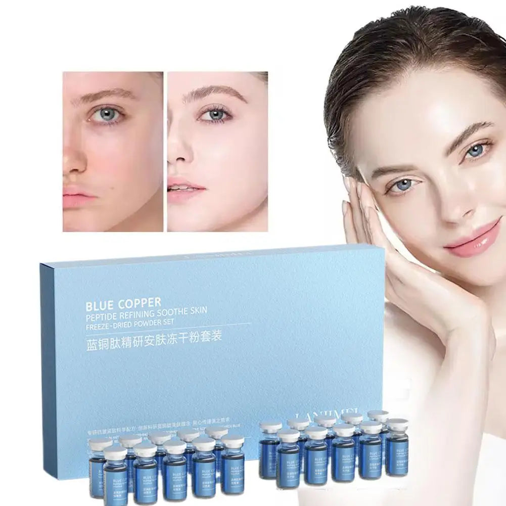 Blue Copper Peptide Face Skin Repair Freeze-dried Powder Set Sensitive Skin Moisturizing Firming Smooth Hyaluronic Acid Essence Qme