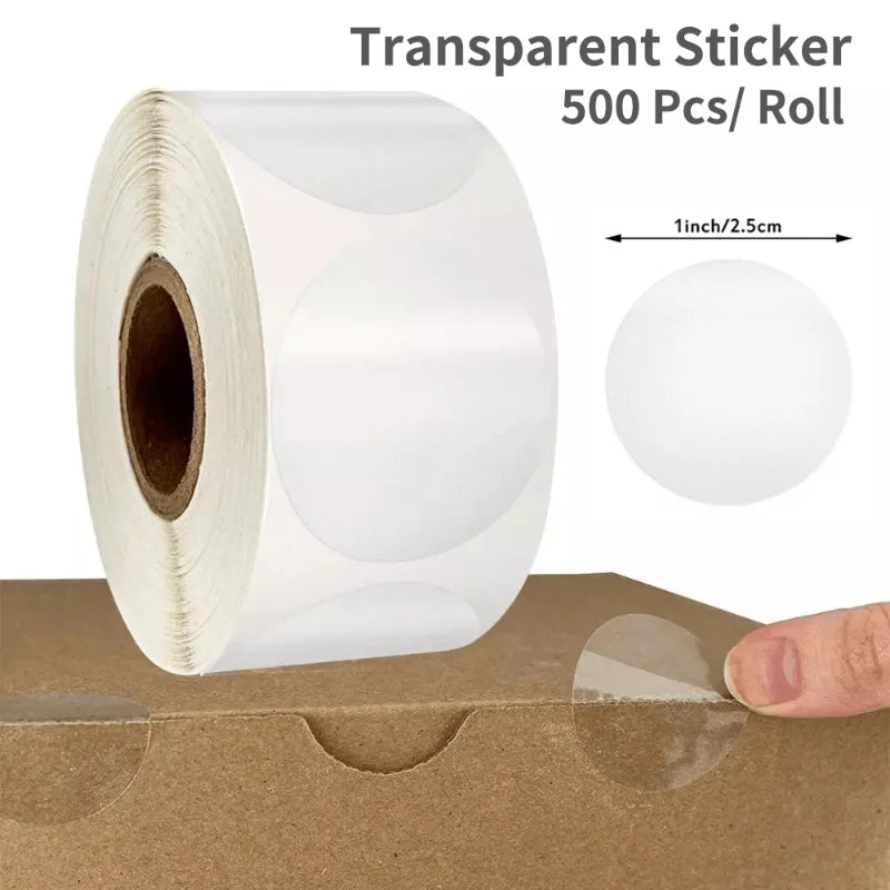 500 self-adhesive transparent stickers, 2.5 cm wide - suitable for DIY gift packaging and wrapping, durable PET material Qme