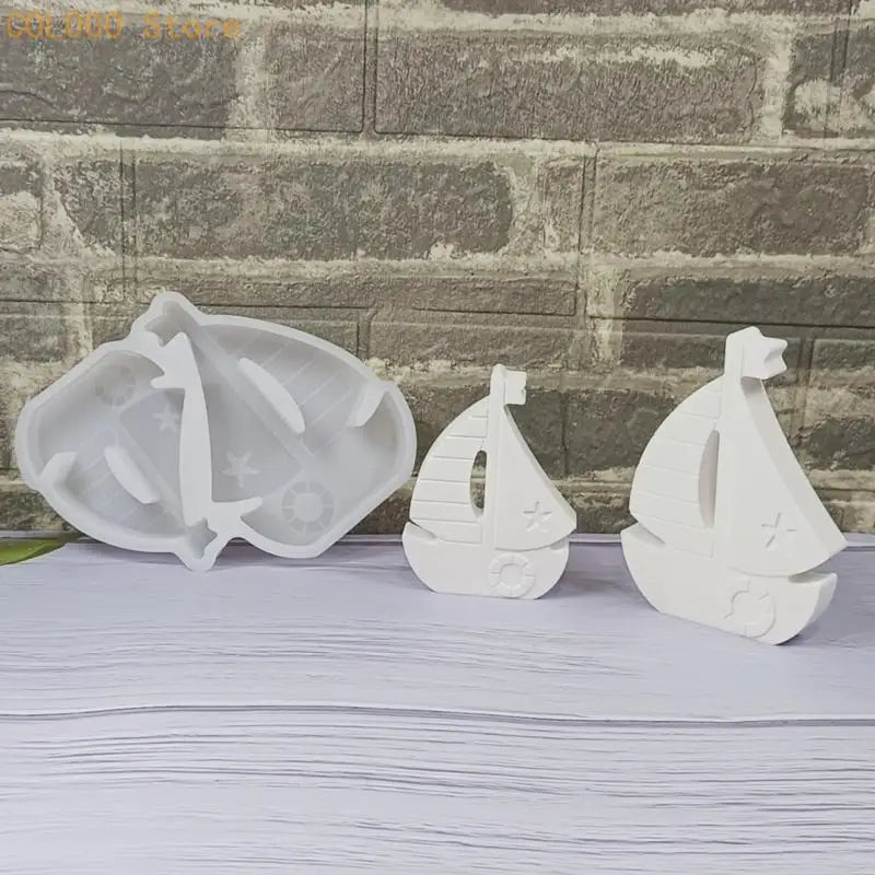 Sailing Ship Silicone Molds Candle Soap Gypsum Decoration Art Craft Qme