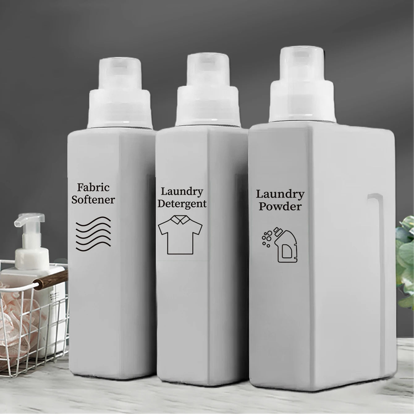 1000ml Laundry Detergent Dispenser Bottle Refiilable Laundry Storage Container for Liquid Powder Softener Laundry Room Canister Qme