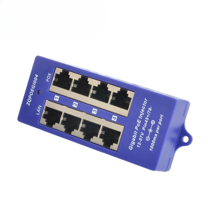 1PCS 4-Port POE Injector Gigabit B-Mode Ethernet Power Supply 24V60W Switch Router Qme