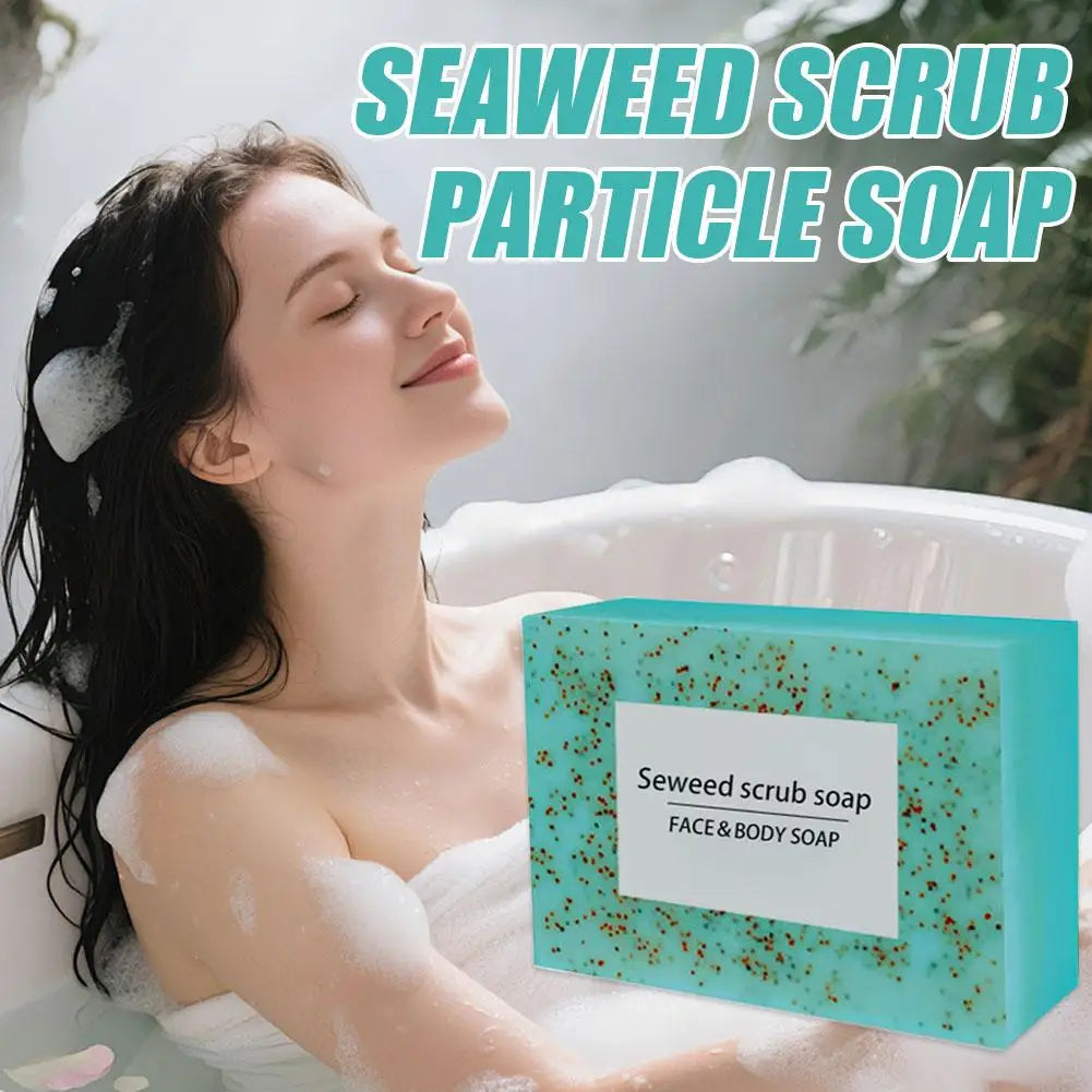 Scrub Soap Bars Men Women Seaweed Particle Cleaning Polishing Qme