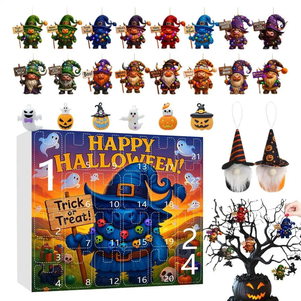 Gnome Countdown Calendar 24-Day Ornament Halloween Collectible 2D Qme A China Mainland 28x32x4cm