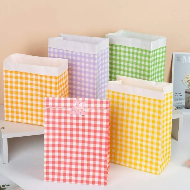 Colored Checkered Kraft Paper Bag Valentine's Day Christmas Packaging Qme
