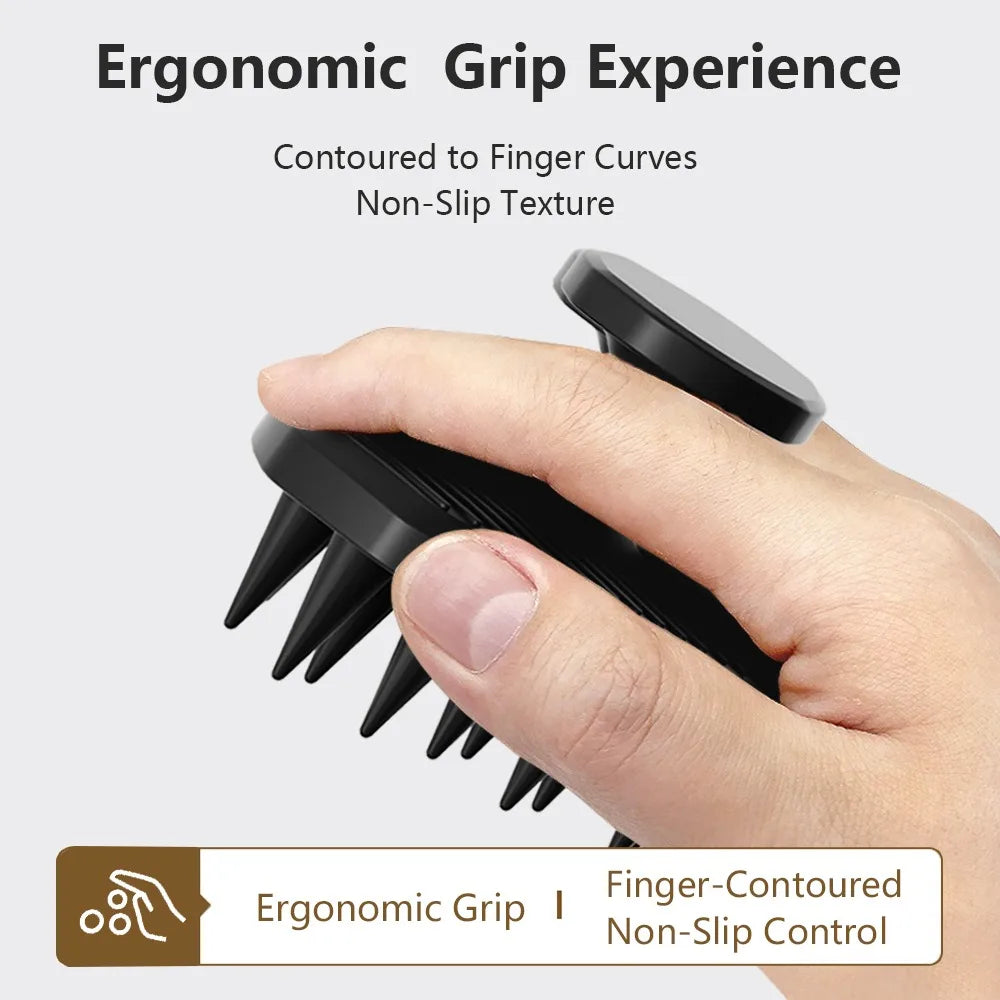 Silicone Head Scrubber Cleansing Exfoliating Hair Brush Ergonomic Qme