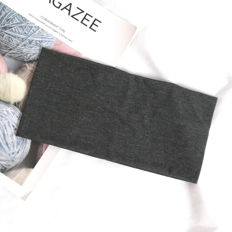 Korean Headband Running Solid Wide Elastic Hair Bands Women Men Sport Qme Dark Grey
