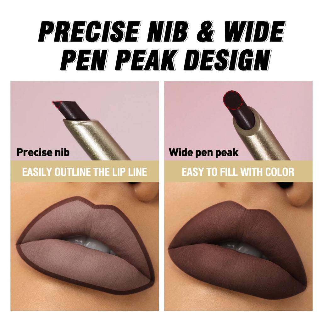 Matte 6-colors Lip Liner Pencil Bevel Design Nib Lip Contour Lipstick Nude Brown Lipstick Pencil Natural Lasting Lipliner Makeup Qme