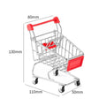 Children's Mini Simulation Shopping Cart Model Hand Cart Metal Model Storage Car Desktop Multifunction Storage Ornament Model Qme Red