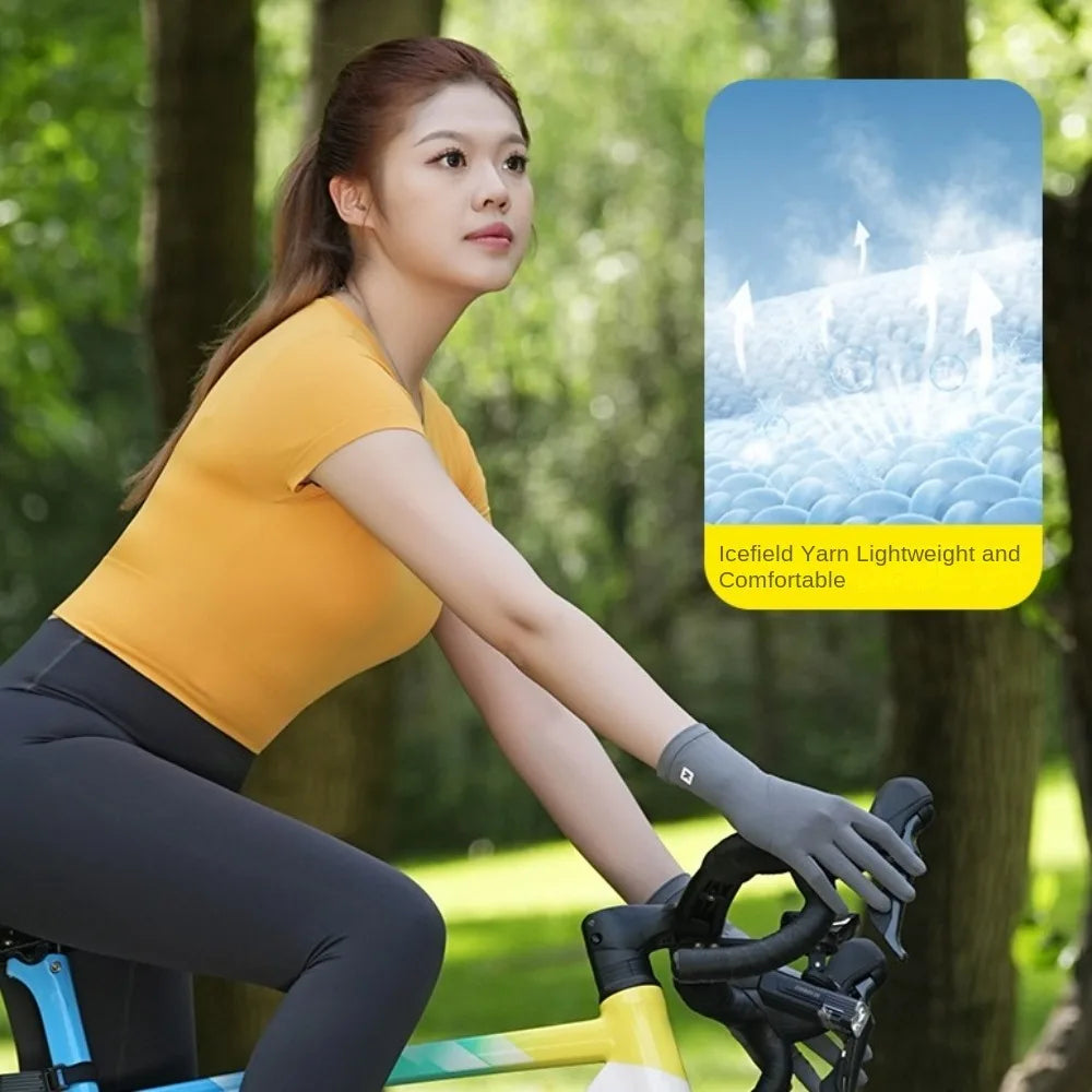 Ice Silk Women Sunscreen Gloves Anti-UV Breathable Sun Protection Riding Gloves Non Slip Touch Screen Summer Driving Gloves Qme