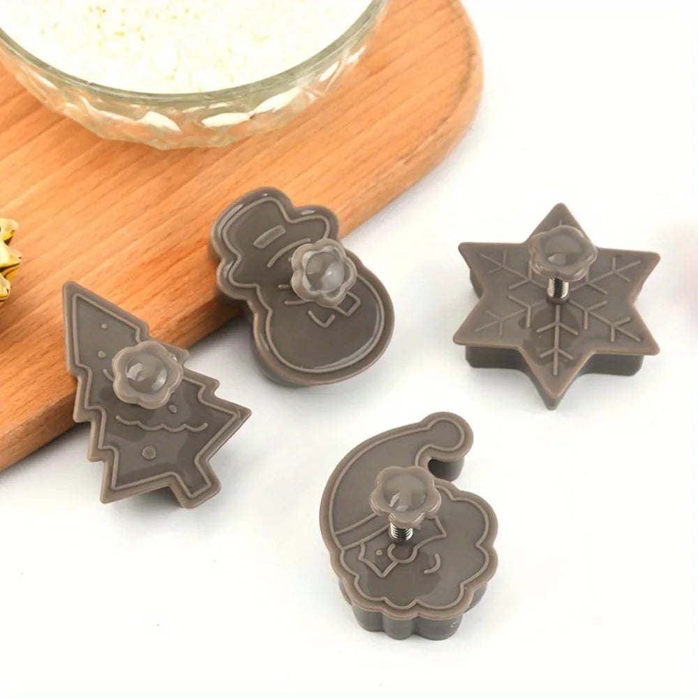Christmas Cookies Molds Plastic 3D Cookie Cutter Xmas Tree Claus Qme