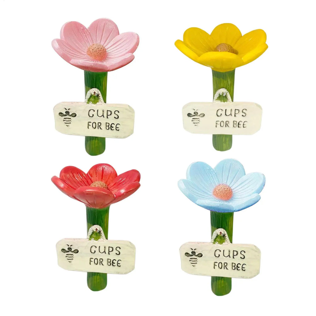 Bee Waterer Flower Shaped Bee Feeder Drinking Cups Hygienic Colorful Thirsty Pollinators Feeder Cups for Garden Lawn Patio Farm Qme