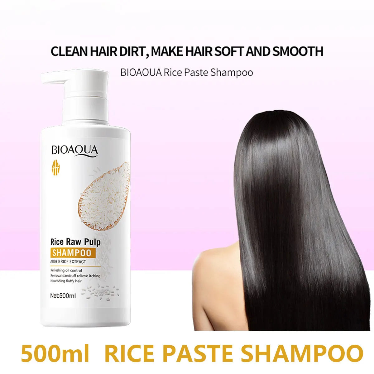 3-Piece Rice Shampoo Conditioner Body Wash Hair Cleansing Qme