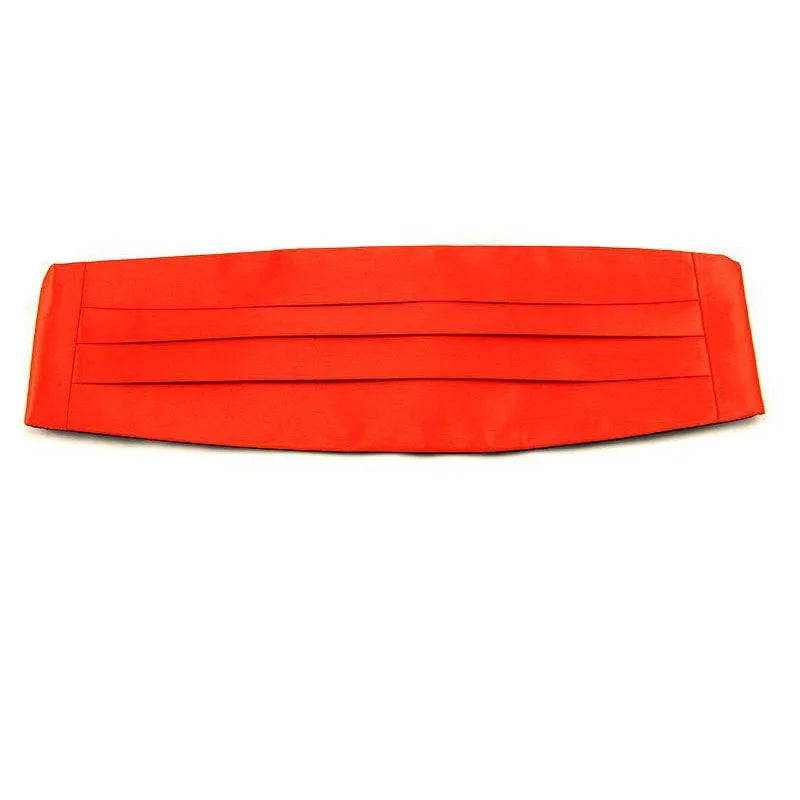 Silk Men's Classic Cummerbund Black Twill Satin Buckle Elastic Qme Red L
