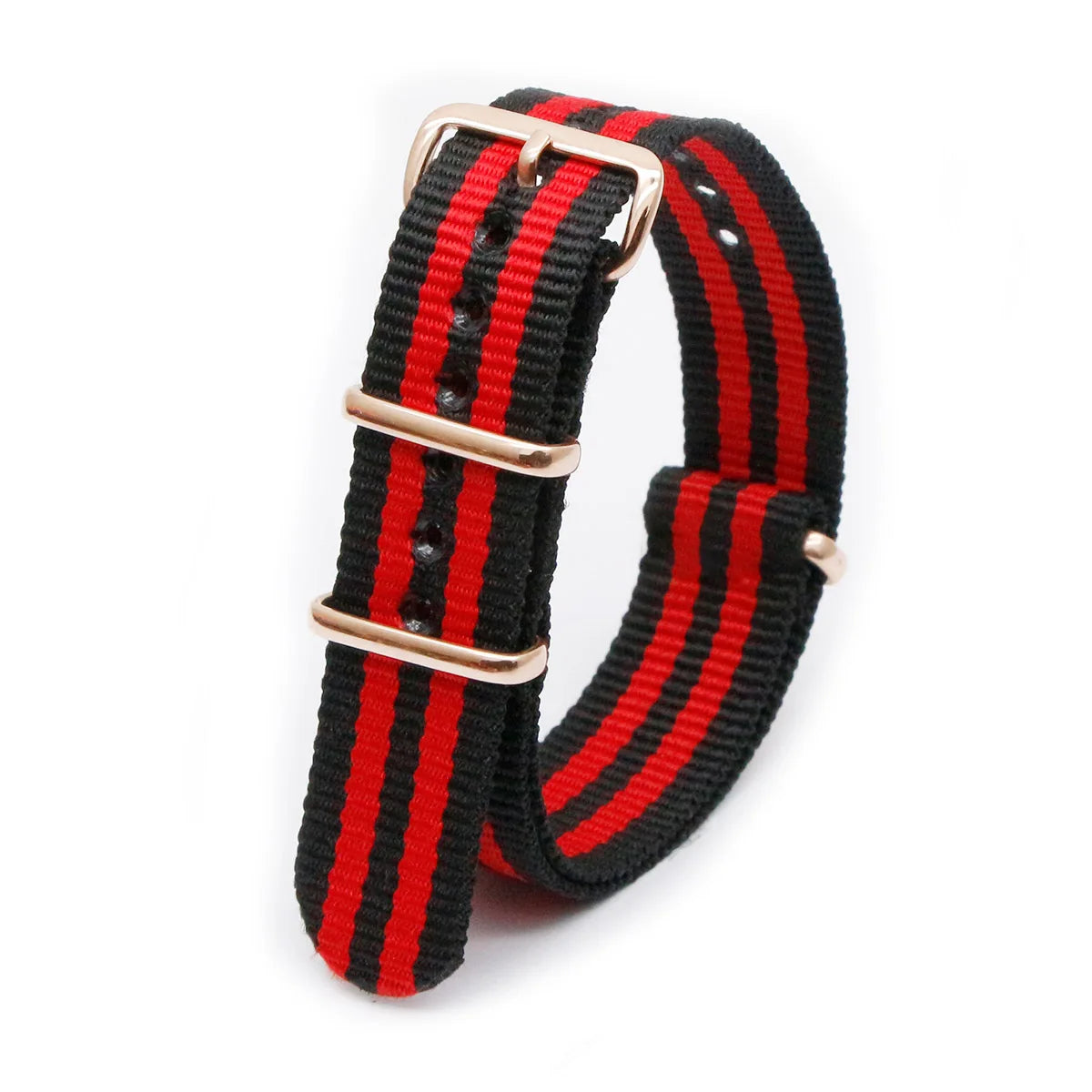 Luxury Nylon Watch Band Rose Gold Metal Buckle Durable Sweatproof Watch Strap 18/20/22/24MM Fashion Wristband For Men Women Qme 3Black 2Red 18mm