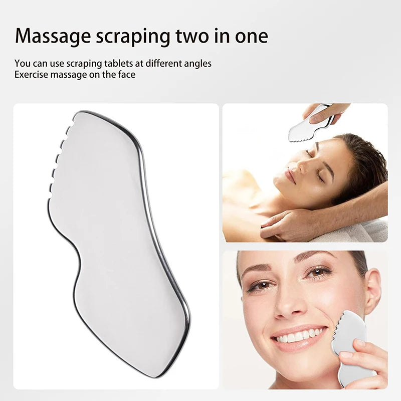Stainless Steel Gua Sha Board Scraping Body Massager Reduce Head Neck Qme
