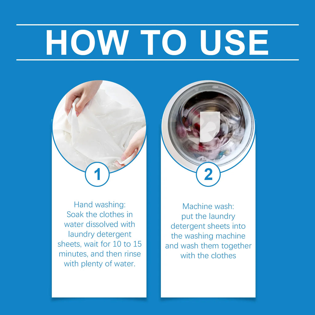 Laundry Detergent Sheets Quickly Dissolve Easily Remove Oil Stains and Dirt Deodorizing Mild Ingredients Clothing Cleaning Sheet Qme
