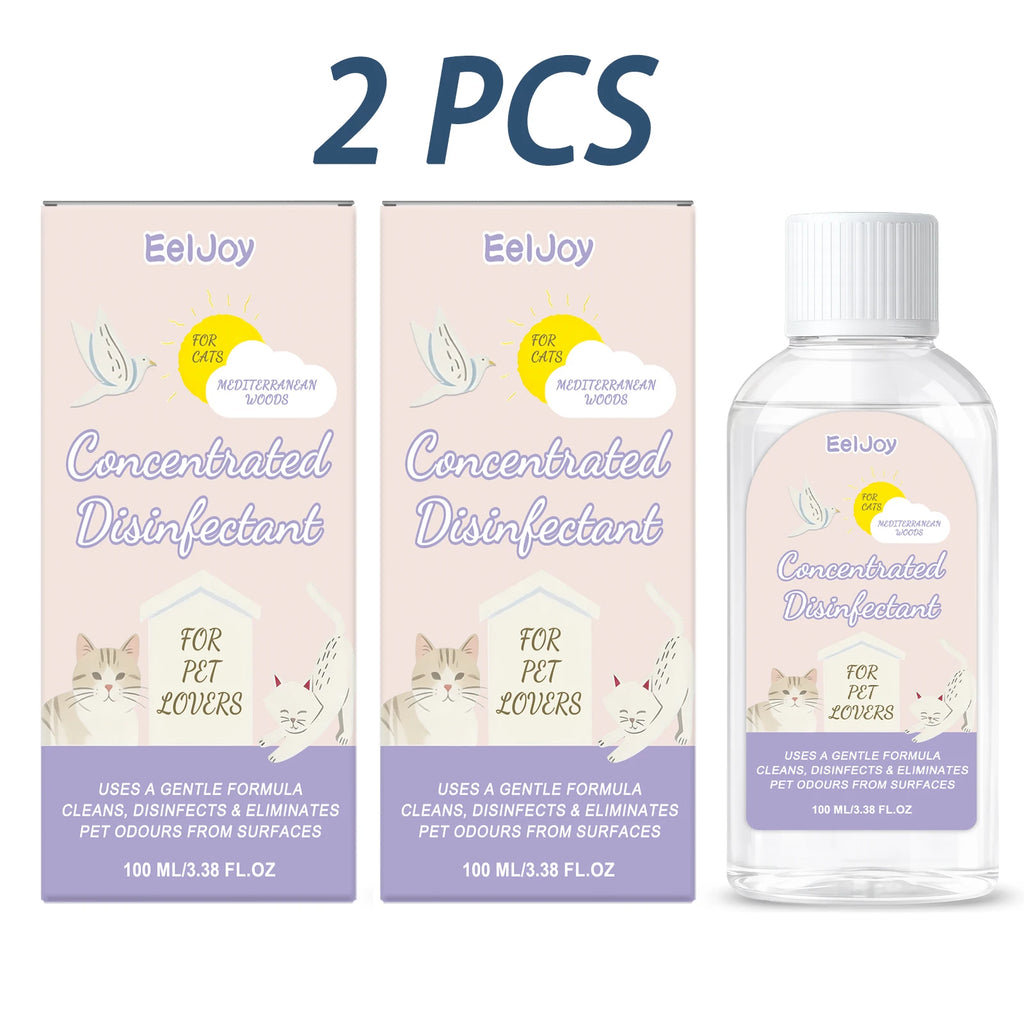Pet Concentrated Disinfectant 3-in-1 Deep Cleaning Stain Disinfecting Odor-Eliminating Formula Long-Lasting Freshing Pet Cleaner Qme 2 x 100ml Boxed
