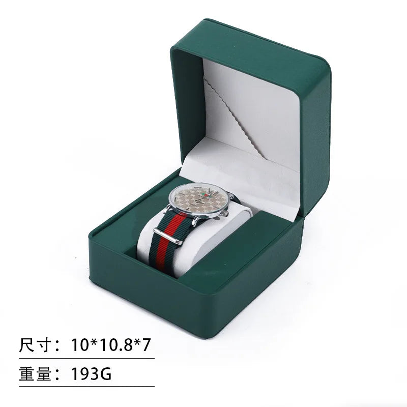 Premium PU Leather Single Watch Gift Box with Pillow Wristwatch Display Case Organizer for Men Women Qme Green