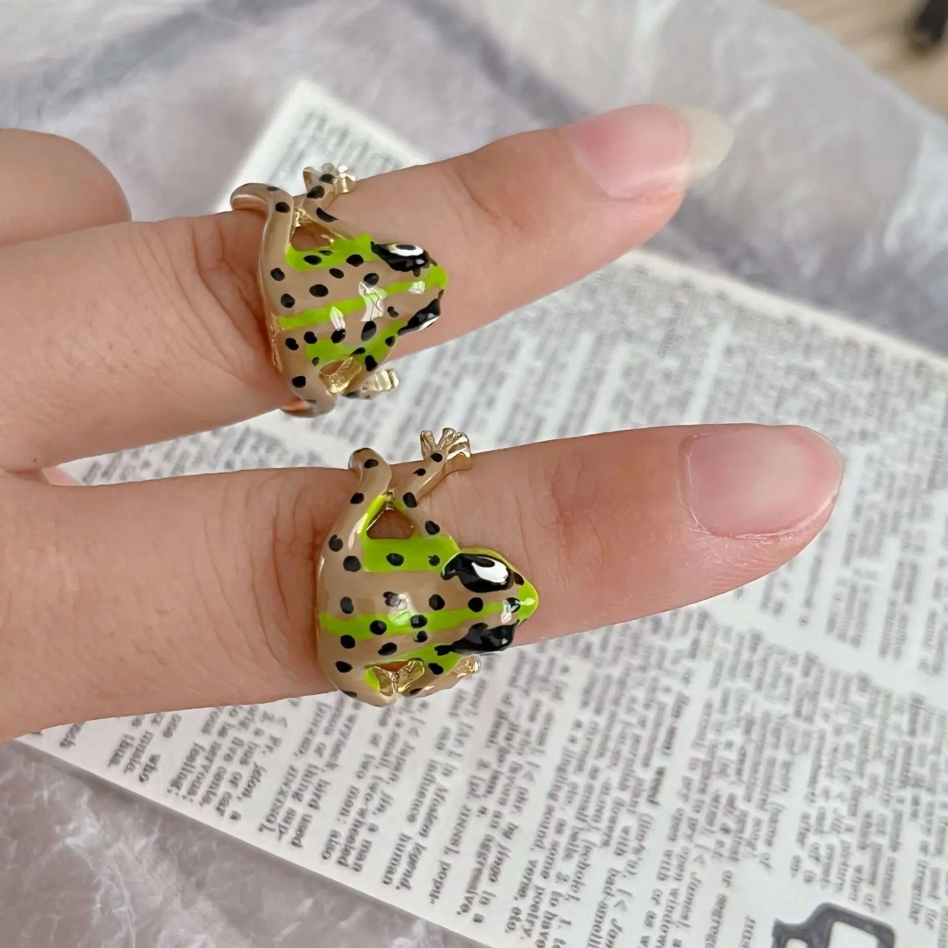 Cute Tree Frog Open Ring Personalized Frog Adjustable Jewelry Accessories Suitable for People of All Ages and Genders Qme